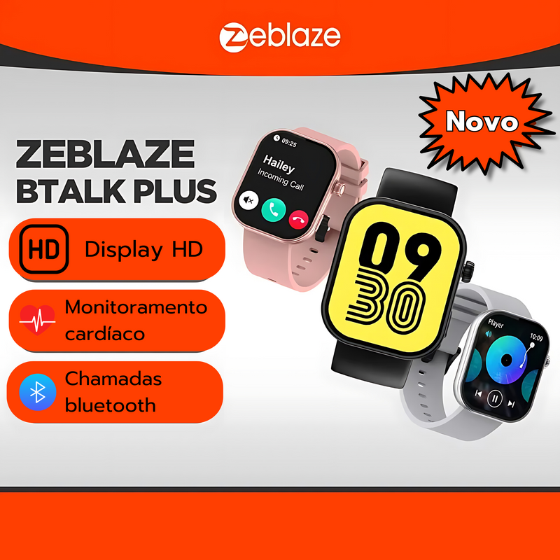 <strong>Zeblaze Btalk Plus ⌚: Chamadas por Voz e Display Colorido HD 2.03</strong>