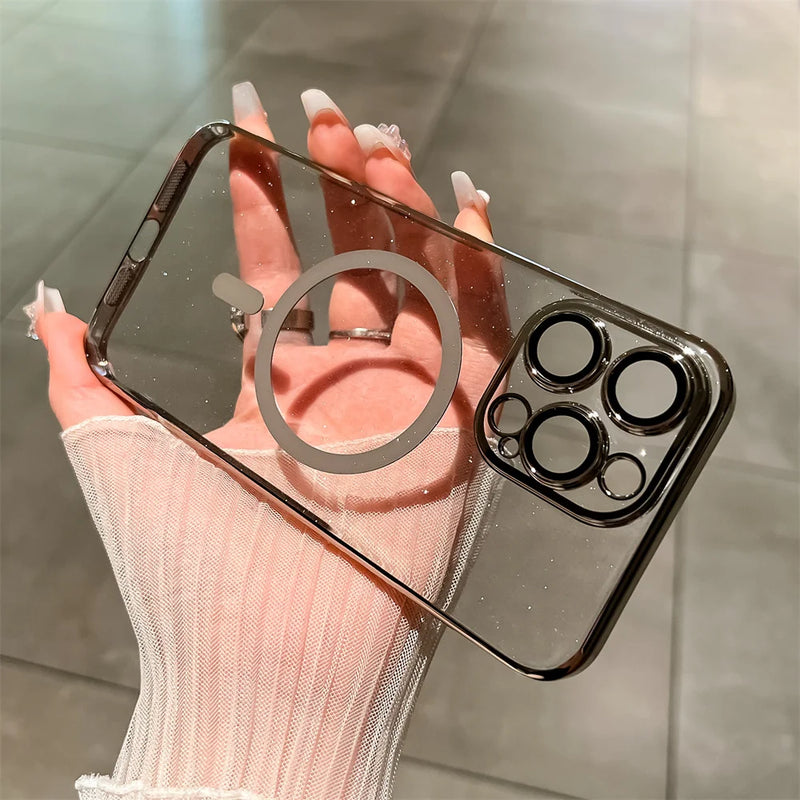 🌟 <strong>Capinha Magnética com Plating Glitter Slim - Proteção Elegante para iPhone</strong> 🌟